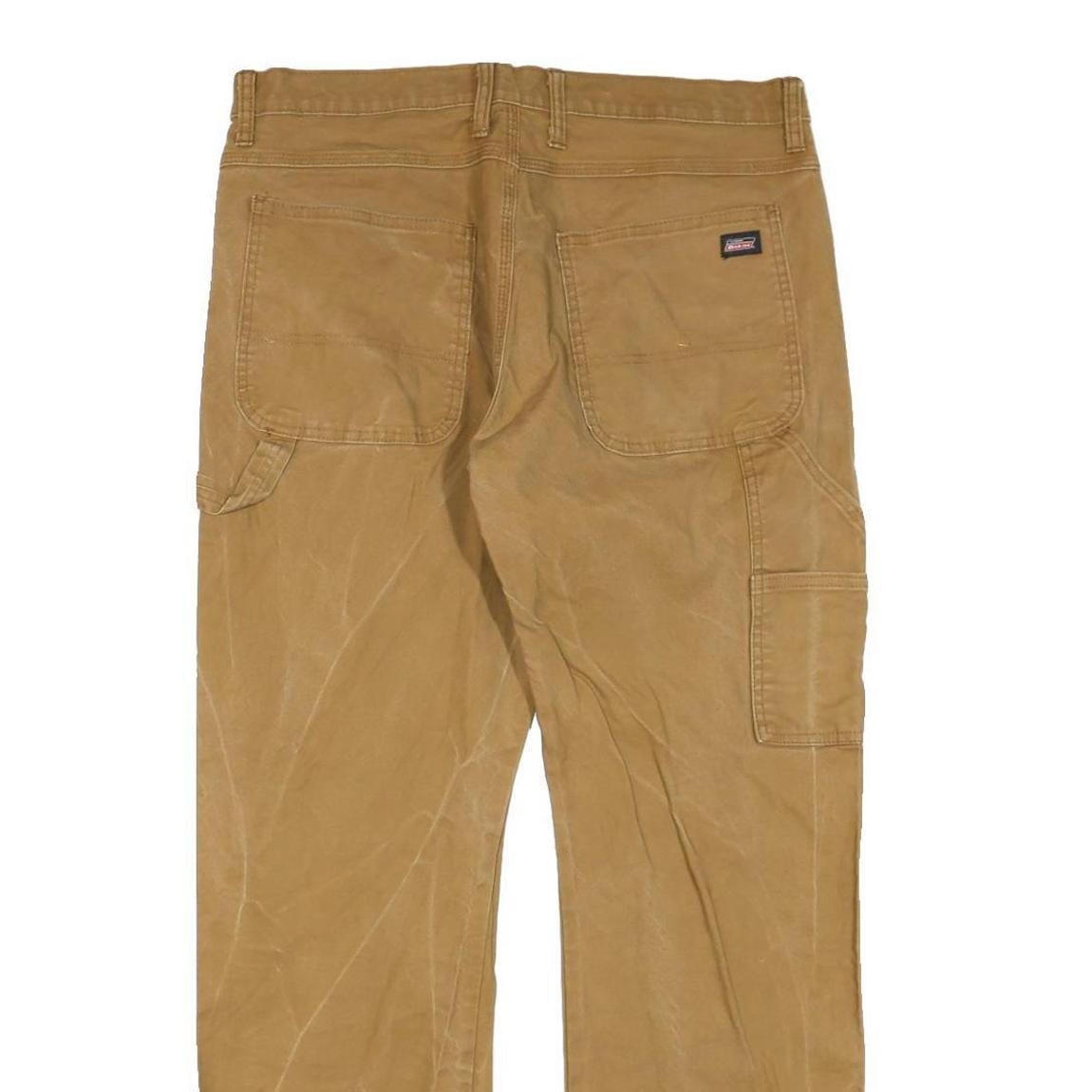 DICKIES Mens Regular Fit Jeans Beige Cotton Blend W36 L30 Workwear Pockets Zip