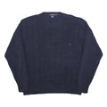 NAUTICA Mens Navy Blue Patterned Jumper Crew Neck Cable Knit XL Cotton