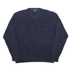 NAUTICA Mens Navy Blue Patterned Jumper Crew Neck Cable Knit XL Cotton