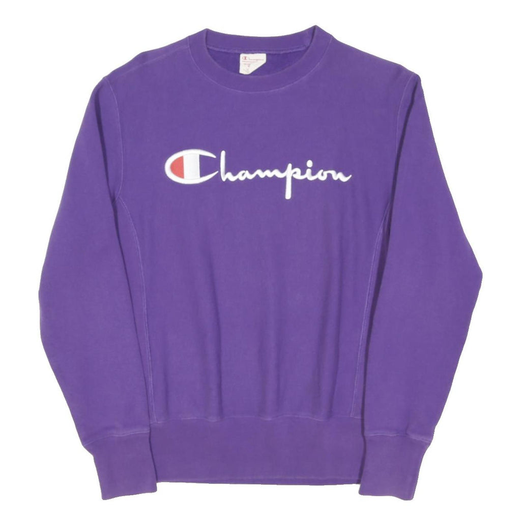 CHAMPION REVERSE WEAVE Womens Purple Crew Neck M Cotton Blend Comfortable