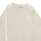 ADIDAS Mens Beige Sweatshirt Crew Neck M Classic 3-Stripes Trefoil Logo