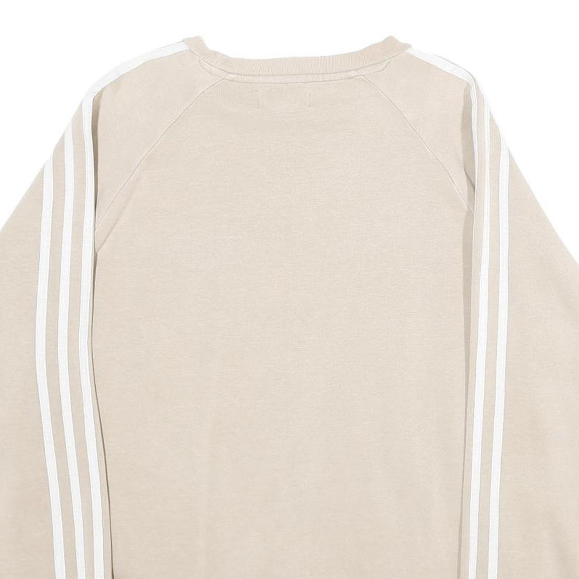ADIDAS Mens Beige Sweatshirt Crew Neck M Classic 3-Stripes Trefoil Logo