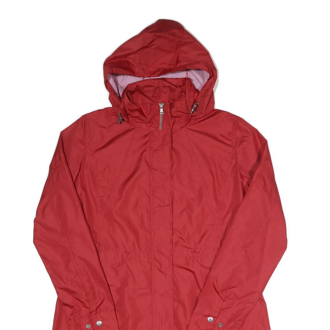 WOOLRICH Womens Red Jacket M Polyester Plain Hooded Zip Outdoor Casual