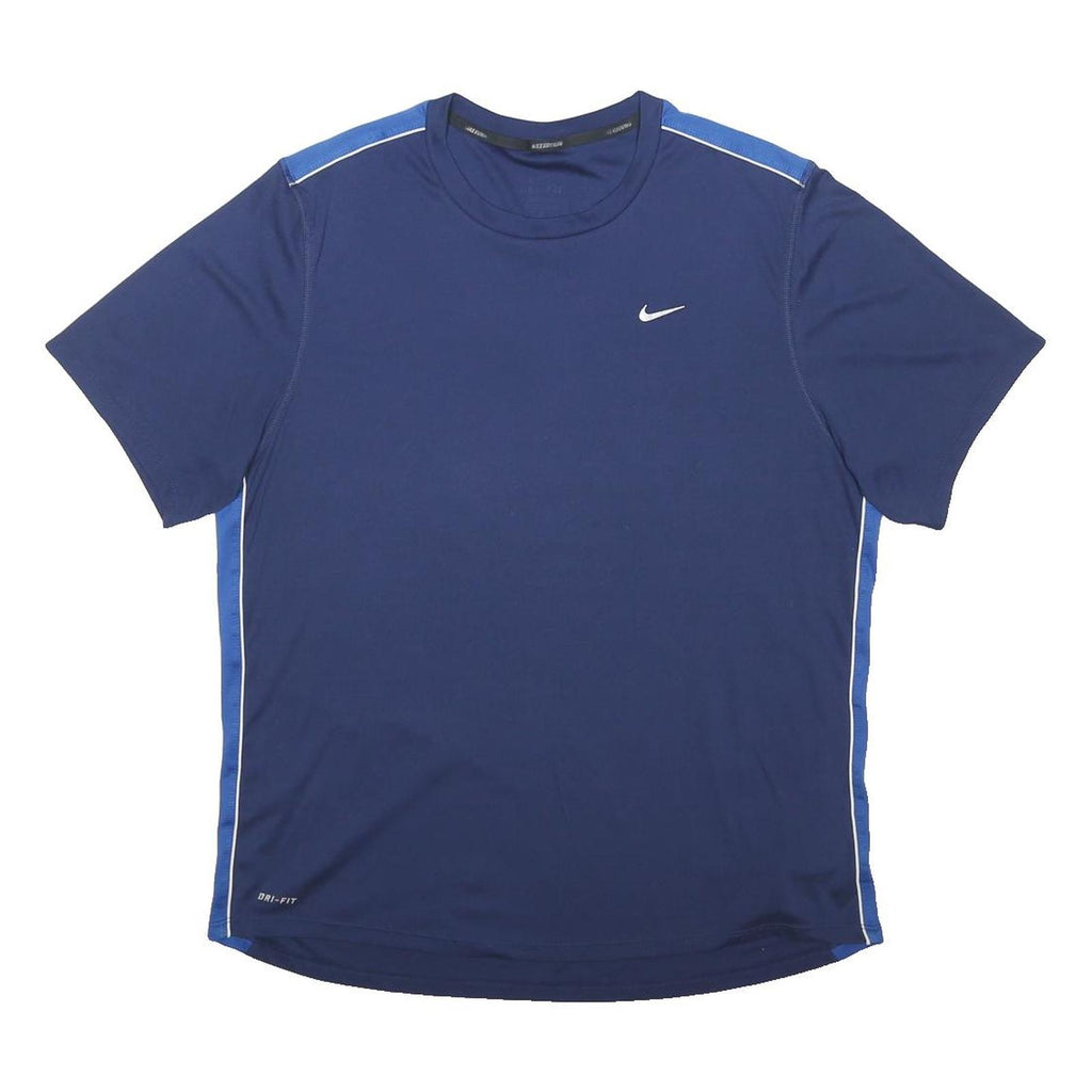 NIKE RUNNING Mens Blue & Royal Blue Running T-Shirt L Short Sleeve Crew Neck