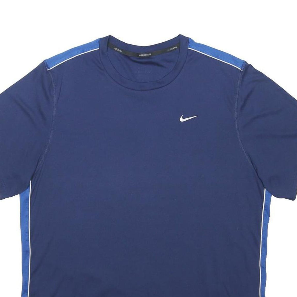 NIKE RUNNING Mens Blue & Royal Blue Running T-Shirt L Short Sleeve Crew Neck