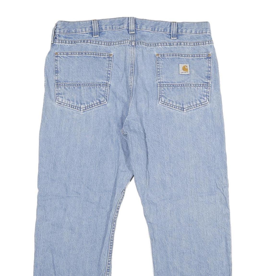 CARHARTT Mens Jeans Blue Relaxed Straight Denim Light W38 L30 Relaxed Fit Zip