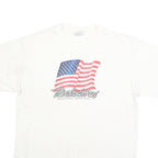 ANVIL Mens White USA Flag Graphic T-Shirt L Short Sleeve Crew Neck Cotton Blend