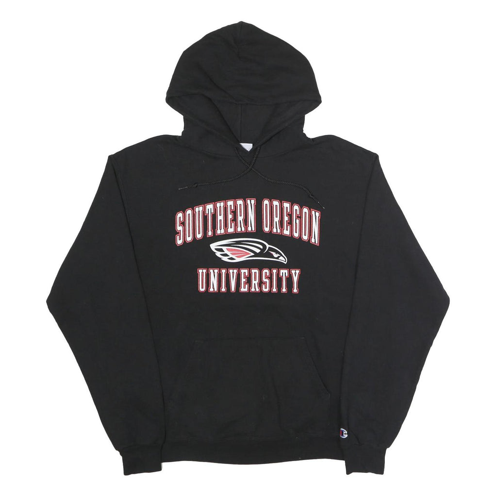 CHAMPION Mens Black Southern Oregon University Pullover Hoodie L Classic Cotton