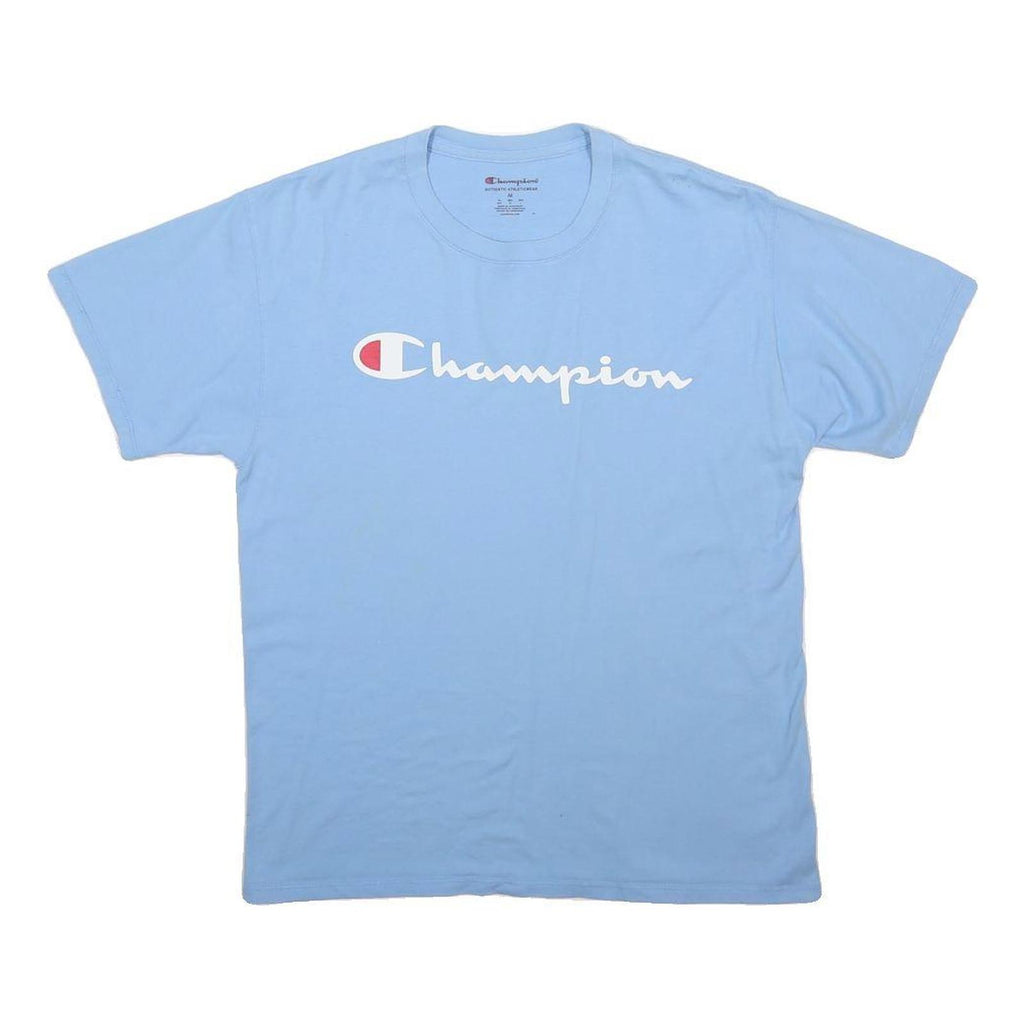 CHAMPION Mens Blue Graphic T-Shirt M Short Sleeve Crew Neck Cotton Blend Casual