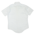 ARROW Mens White & Pale Blue Striped Shirt L Polyester Blend Summer Style