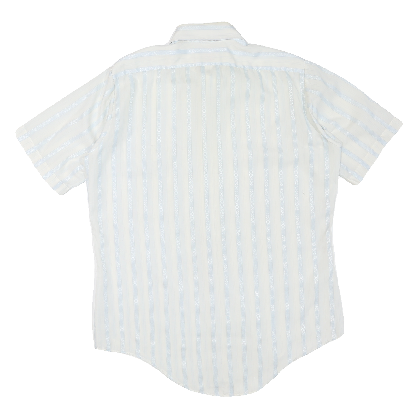 ARROW Mens White & Pale Blue Striped Shirt L Polyester Blend Summer Style