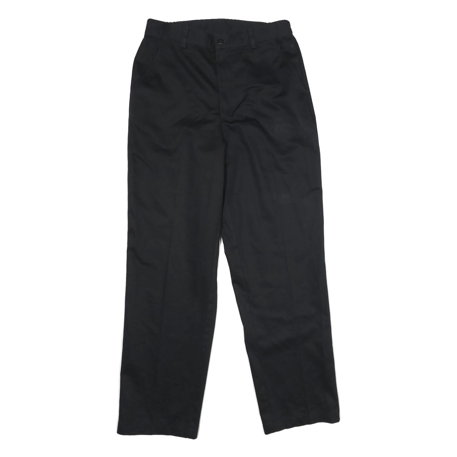 CABIN CREEK Womens Cotton Black Regular Straight Trousers W30 L30 Classic Zip