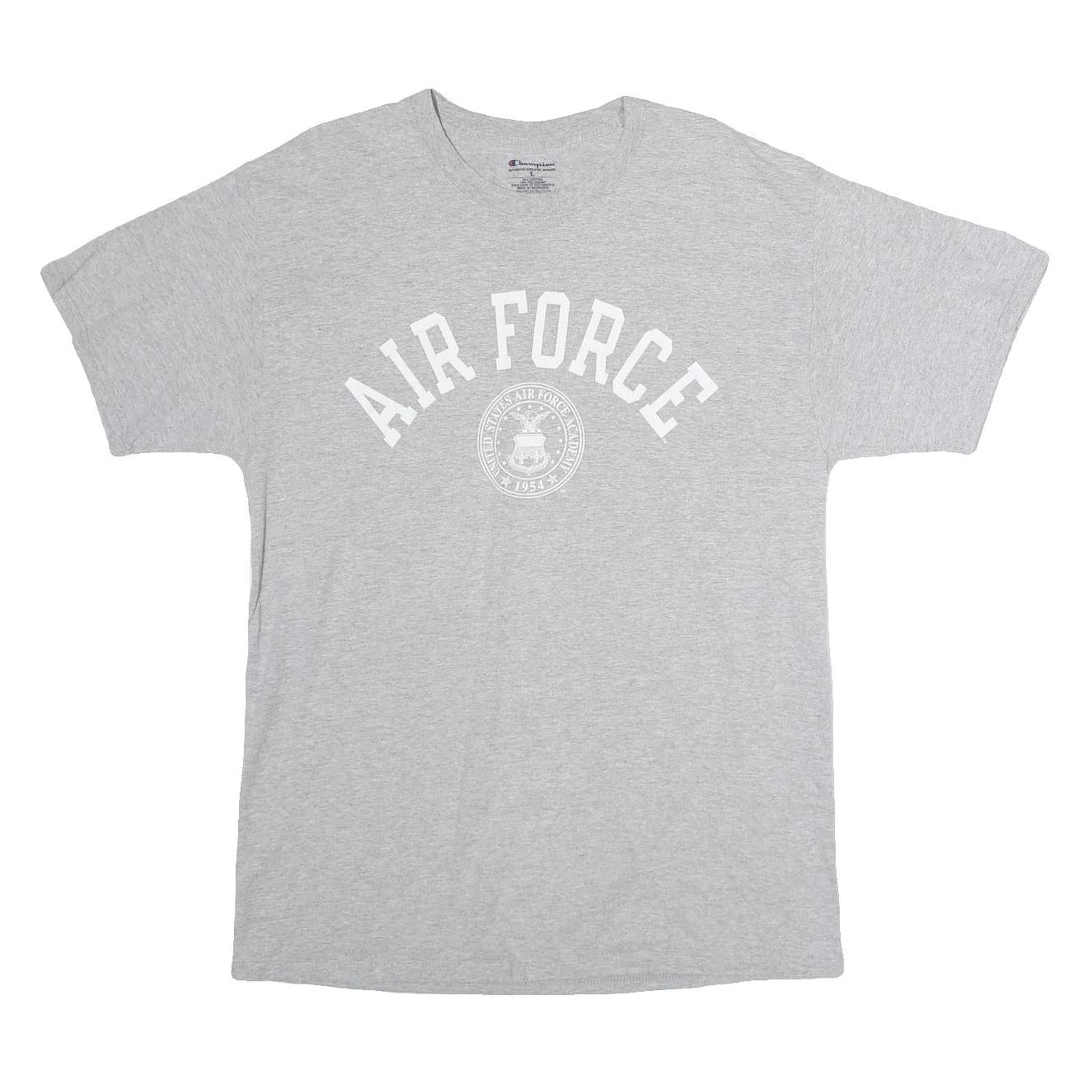 CHAMPION Mens Grey Air Force Graphic T-Shirt L Short Sleeve Crew Neck Casual