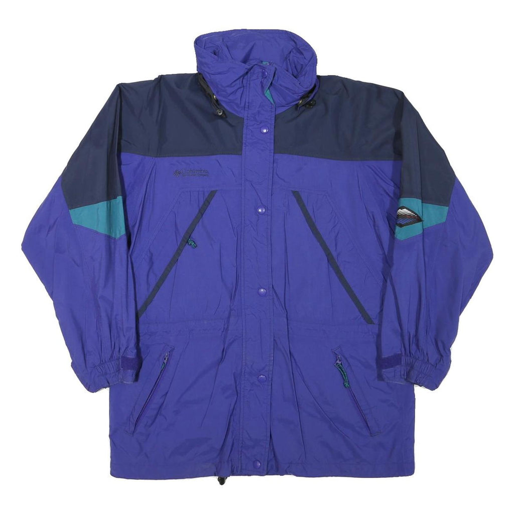 COLUMBIA Mens Blue Navy & Teal Outdoor Jacket L Polyester Blend Colorblock Zip