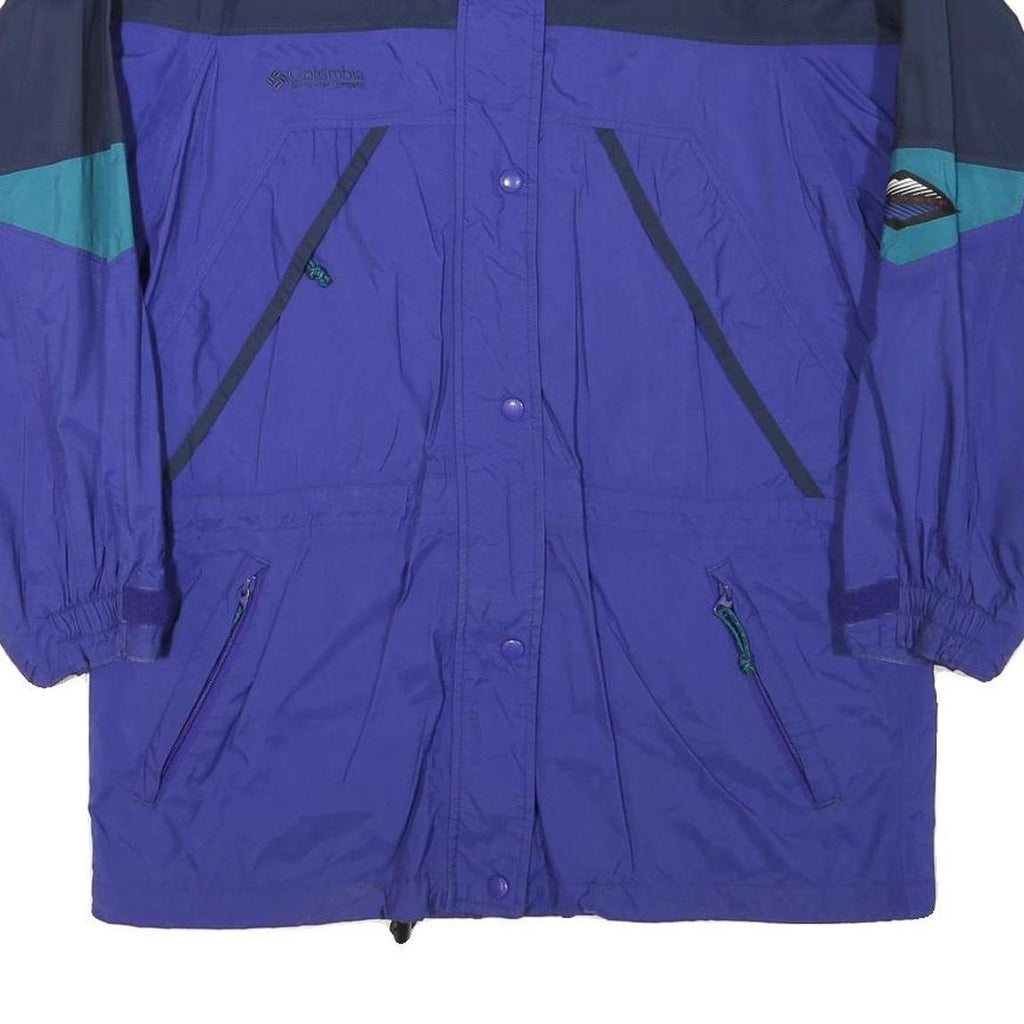 COLUMBIA Mens Blue Navy & Teal Outdoor Jacket L Polyester Blend Colorblock Zip