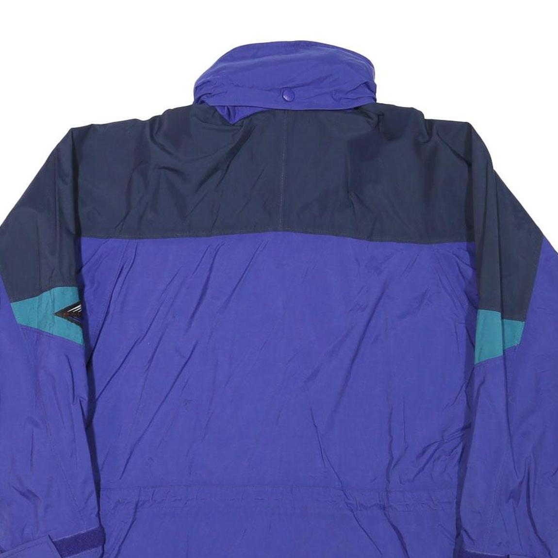 COLUMBIA Mens Blue Navy & Teal Outdoor Jacket L Polyester Blend Colorblock Zip