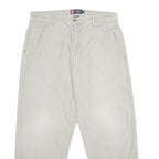 CHAPS Mens Cotton Beige Classic Straight Trousers W34 L30 Casual Zip Closure