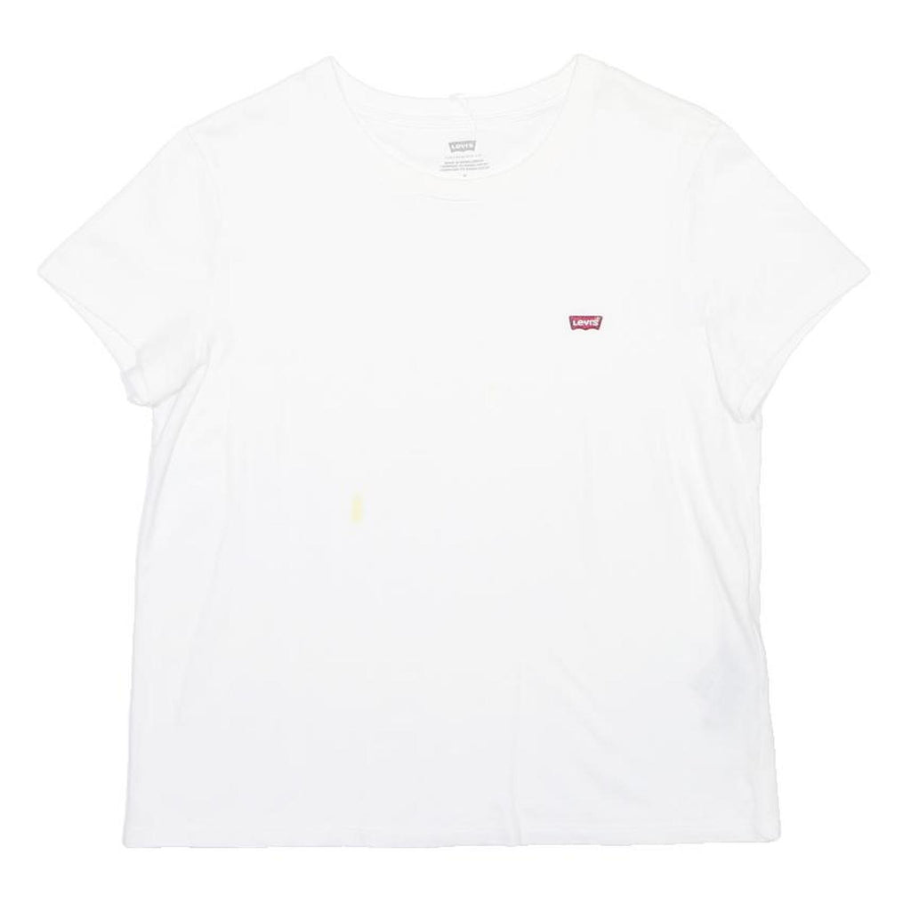 LEVI'S Mens White Classic T-Shirt M Short Sleeve Crew Neck Logo Embroidered