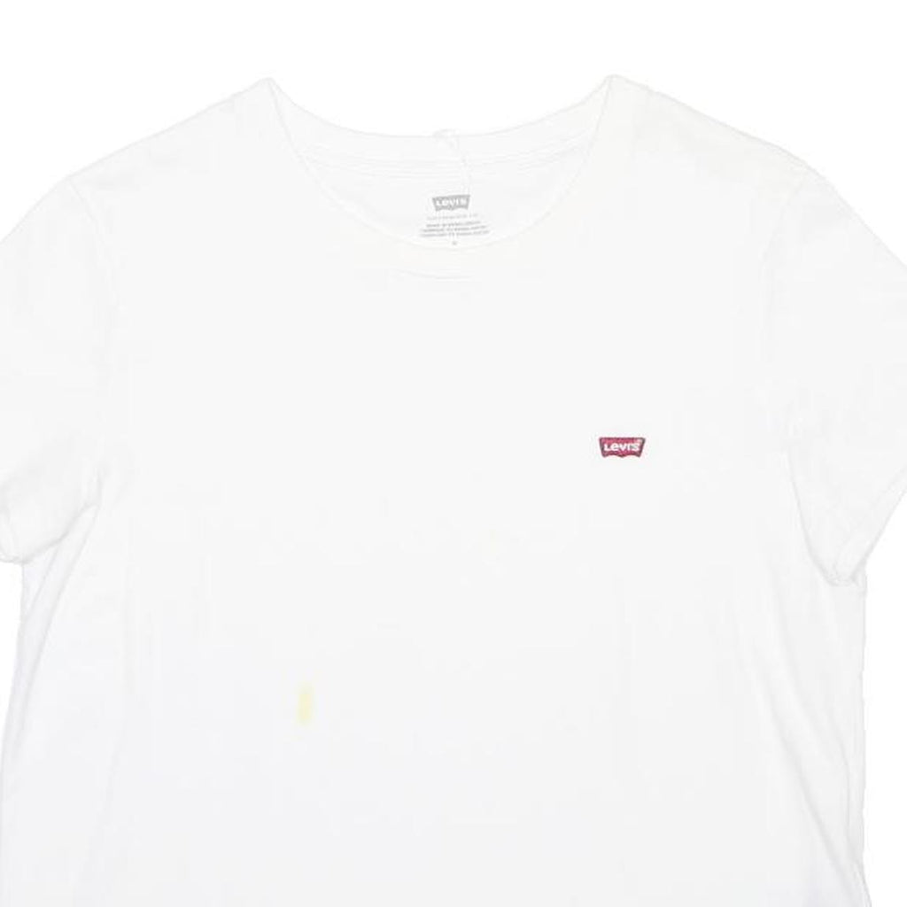 LEVI'S Mens White Classic T-Shirt M Short Sleeve Crew Neck Logo Embroidered