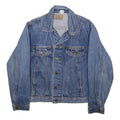 PLAIN POCKETS Womens Blue Denim Jacket S Cotton Button Closure Classic Fit