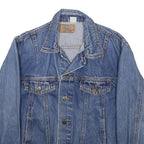 PLAIN POCKETS Womens Blue Denim Jacket S Cotton Button Closure Classic Fit