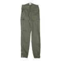 DENIM COLLECTION Womens Cotton Blend Green Slim Straight Trousers W24 L26 Zip