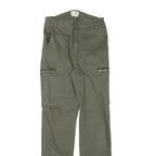 DENIM COLLECTION Womens Cotton Blend Green Slim Straight Trousers W24 L26 Zip