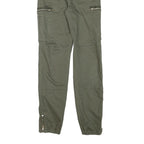 DENIM COLLECTION Womens Cotton Blend Green Slim Straight Trousers W24 L26 Zip