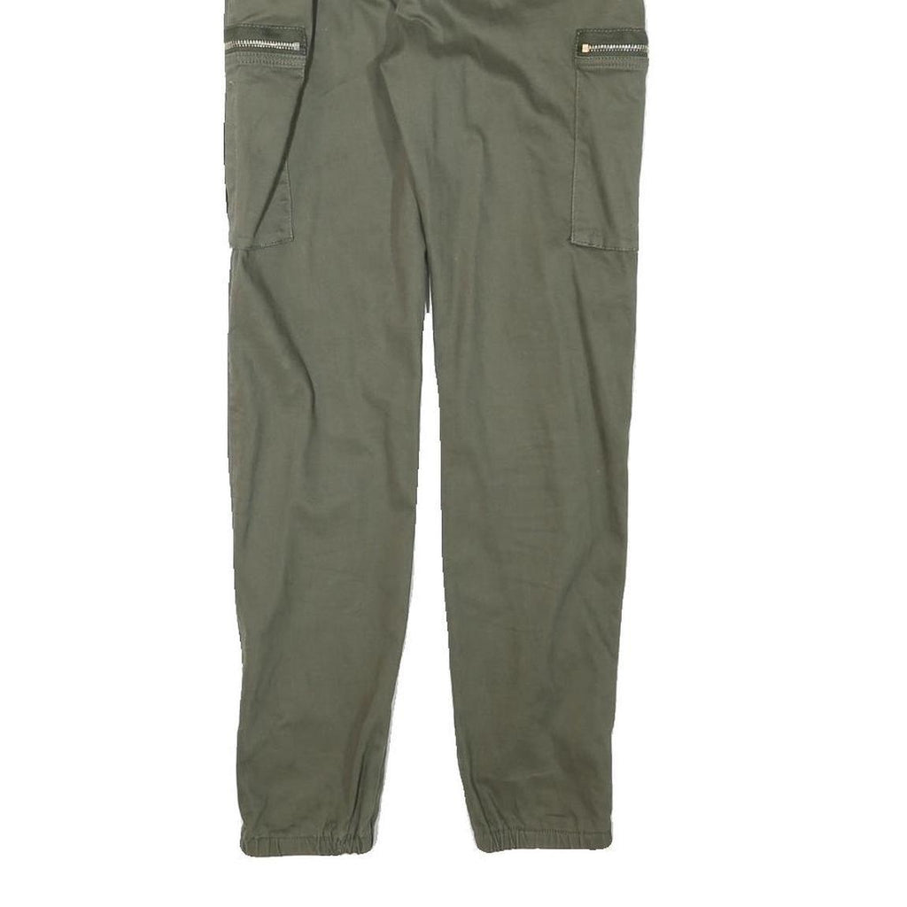 DENIM COLLECTION Womens Cotton Blend Green Slim Straight Trousers W24 L26 Zip