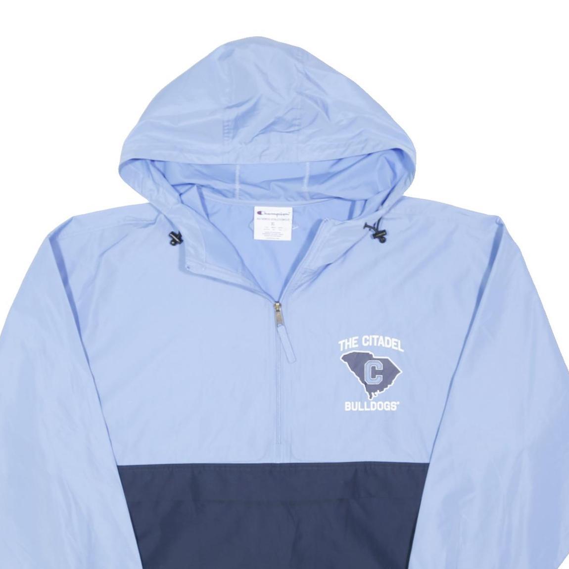 CHAMPION Mens Light Blue & Navy Citadel Bulldogs Zip Hooded Jacket XL Polyester