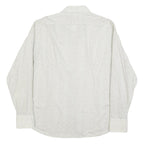 HUGO BOSS Mens White & Grey Patterned Shirt XL Lightweight Polyester Blend Smart