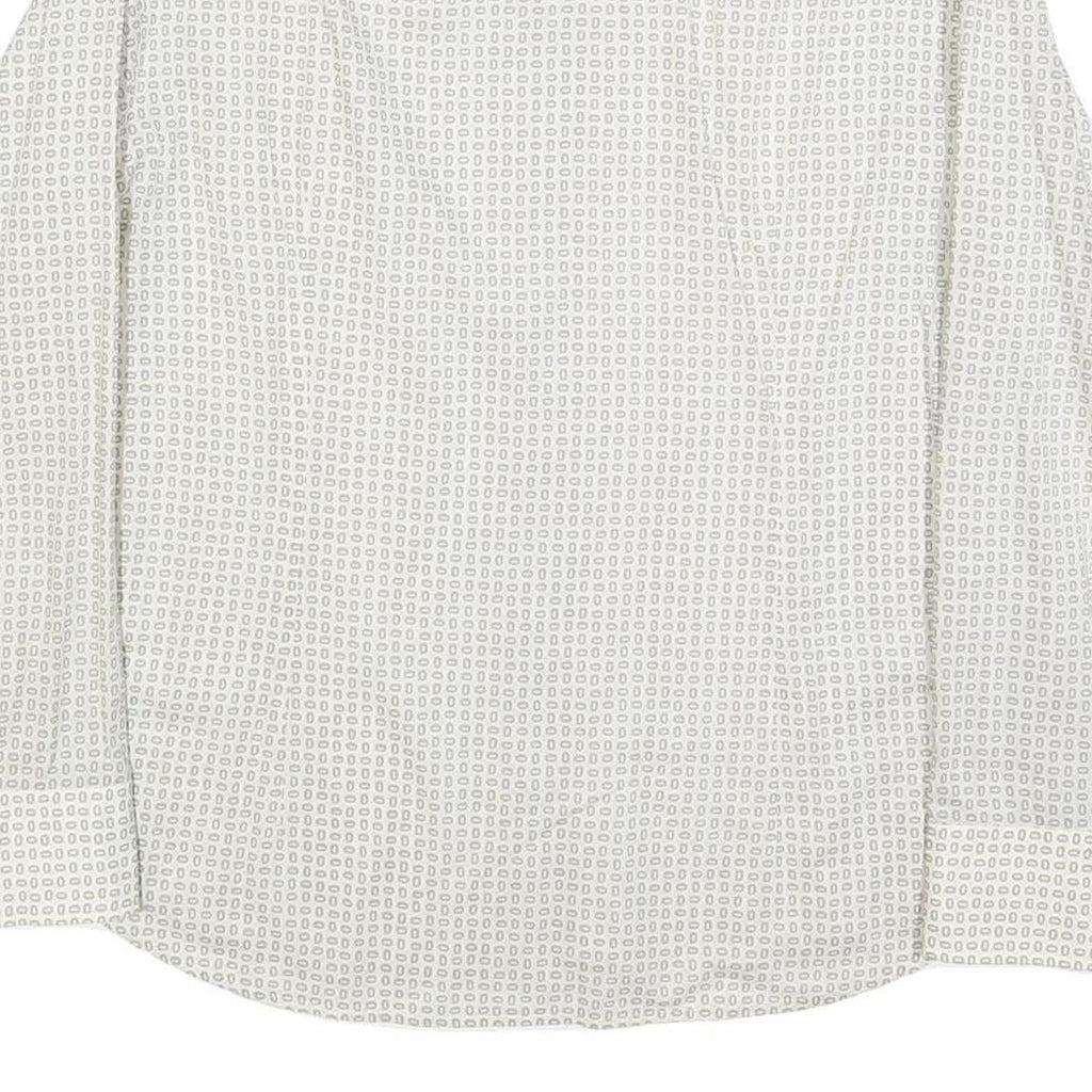 HUGO BOSS Mens White & Grey Patterned Shirt XL Lightweight Polyester Blend Smart