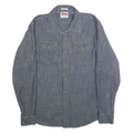 WRANGLER Mens Blue Indigo Cotton Blend Shirt L Casual Long Sleeve Button