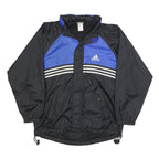 ADIDAS Mens Black & Blue Track Jacket L Synthetic Plain Zip Closure Sportswear
