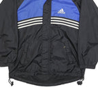 ADIDAS Mens Black & Blue Track Jacket L Synthetic Plain Zip Closure Sportswear