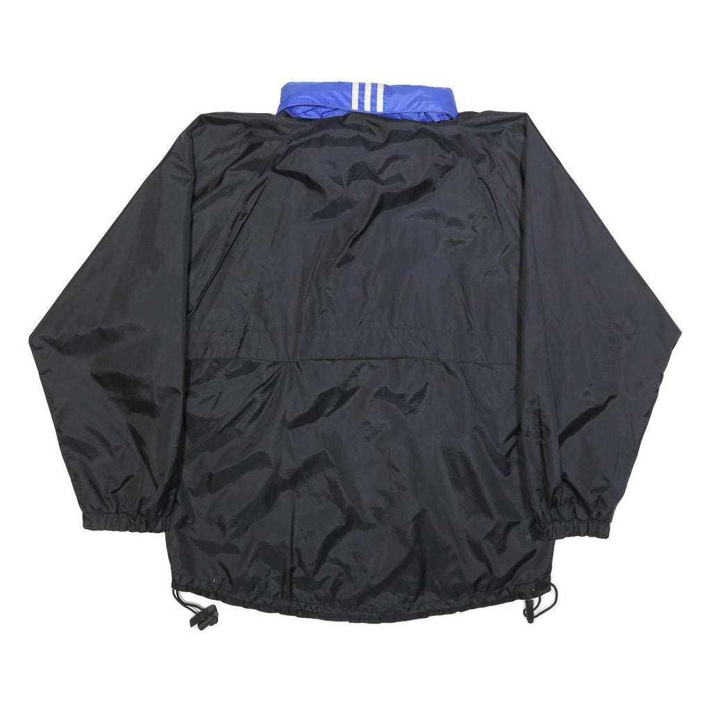ADIDAS Mens Black & Blue Track Jacket L Synthetic Plain Zip Closure Sportswear