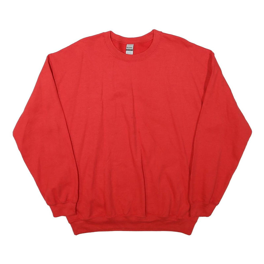 GILDAN Mens Red Crew Neck L Plain Cotton Blend Sweatshirt Pullover