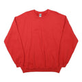 GILDAN Mens Red Crew Neck L Plain Cotton Blend Sweatshirt Pullover
