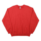 GILDAN Mens Red Crew Neck L Plain Cotton Blend Sweatshirt Pullover