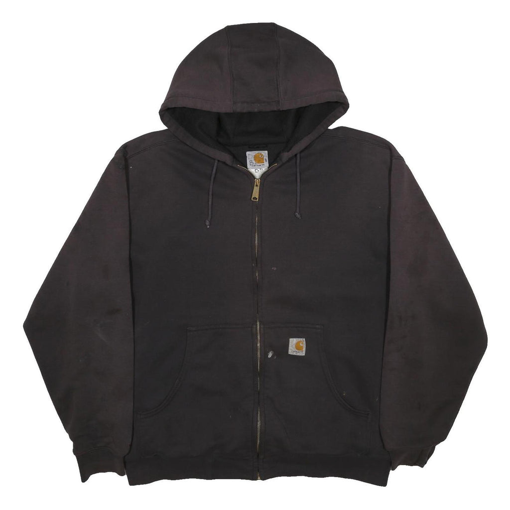CARHARTT Insulated Mens Black Zip Up Hoodie 2XL Workwear Heavyweight