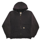 CARHARTT Insulated Mens Black Zip Up Hoodie 2XL Workwear Heavyweight