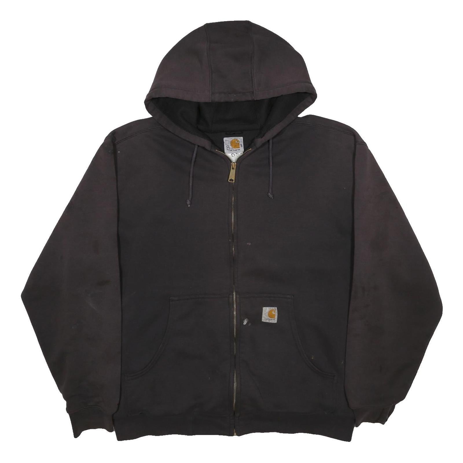 CARHARTT Insulated Mens Black Zip Up Hoodie 2XL Workwear Heavyweight