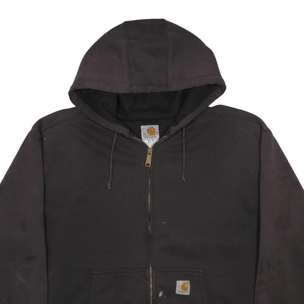 CARHARTT Insulated Mens Black Zip Up Hoodie 2XL Workwear Heavyweight