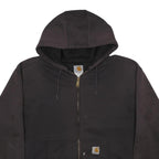 CARHARTT Insulated Mens Black Zip Up Hoodie 2XL Workwear Heavyweight