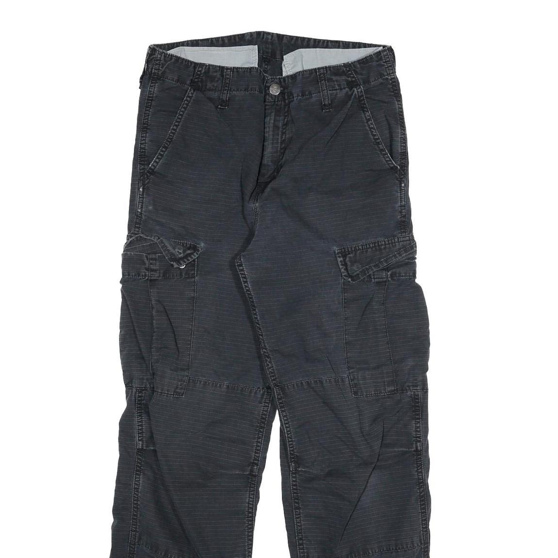 CARHARTT Mens Cotton Blend Relaxed Cargo Trousers Black W30 L30 Workwear Utility