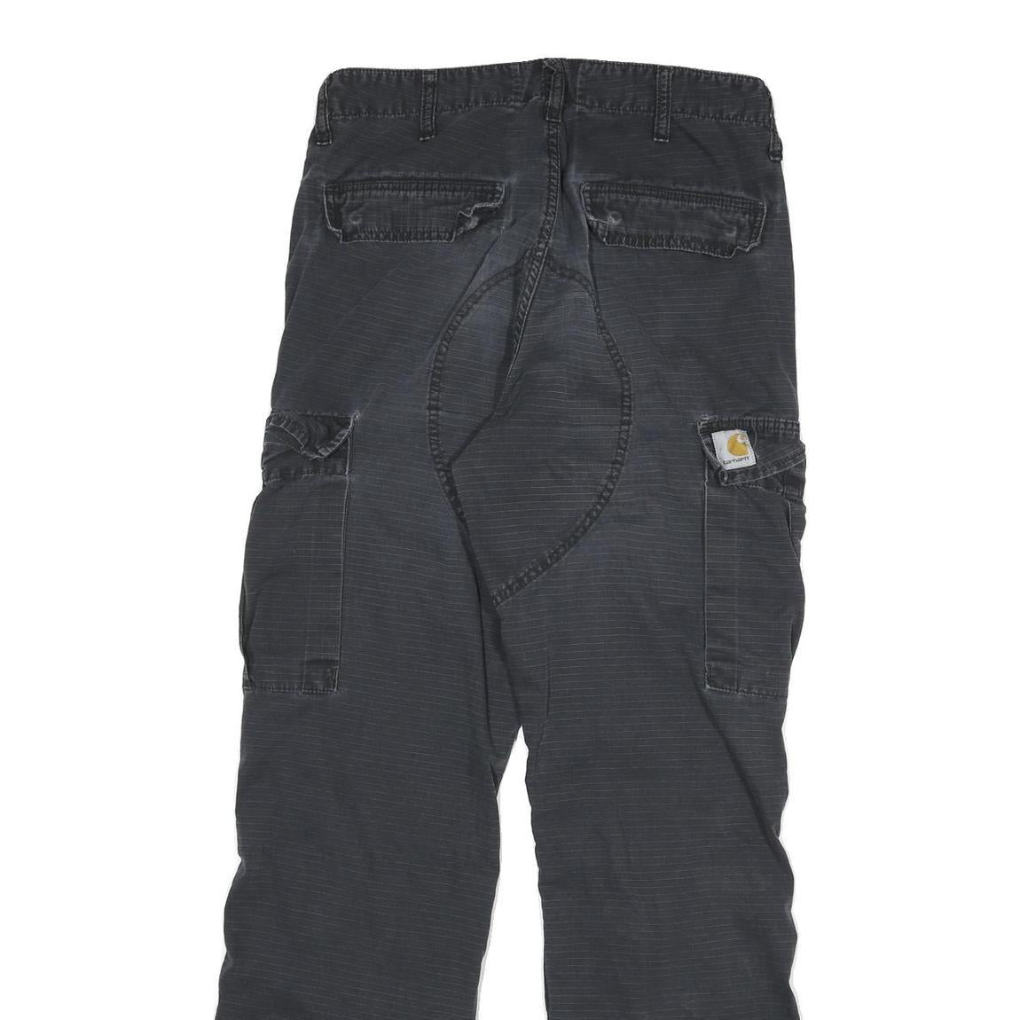 CARHARTT Mens Cotton Blend Relaxed Cargo Trousers Black W30 L30 Workwear Utility