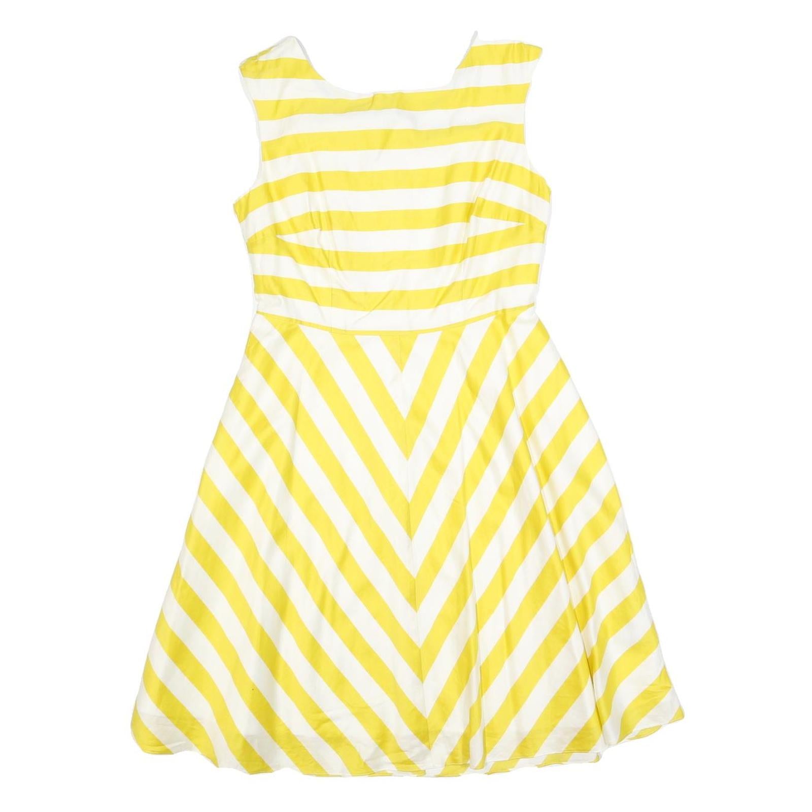 BODEN Womens Yellow & White Cotton Blend Day Dress Sleeveless Knee Length UK 8