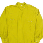 Womens Printed Shirt Yellow High Neck 90s Viscose Polka Dot M
