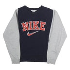 NIKE Mens Navy & Grey Cotton Blend Crew Neck S Sweatshirt Sports Casual