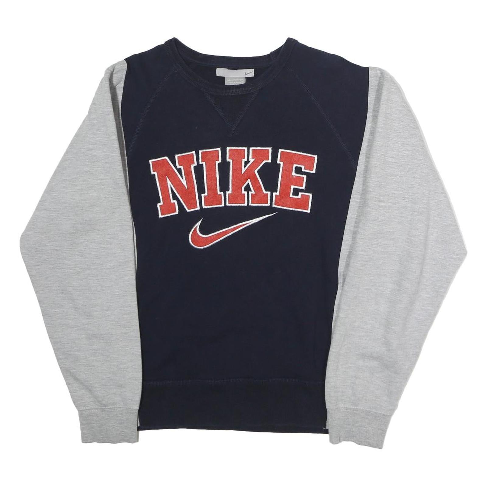 NIKE Mens Navy & Grey Cotton Blend Crew Neck S Sweatshirt Sports Casual
